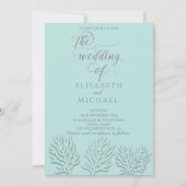 Puristisch blauwe geprègede romantische koraal cal kaart (Voorkant)