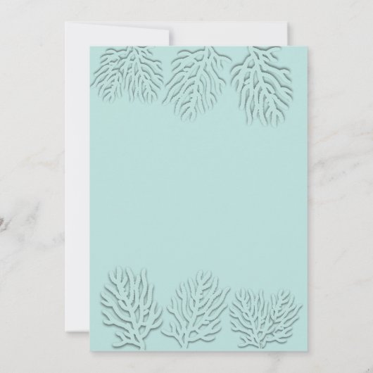 Puristisch blauwe geprègede romantische koraal cal kaart (Achterkant)