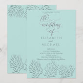 Puristisch blauwe geprègede romantische koraal cal kaart (Voorkant / Achterkant)