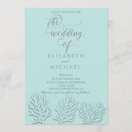 Puristisch blauwe geprègede romantische koraal cal kaart