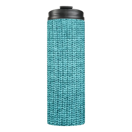 Puristische blauwe textuur thermosbeker (Voorkant)