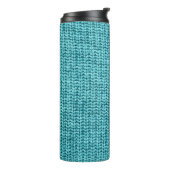 Puristische blauwe textuur thermosbeker (Gedraaid links)