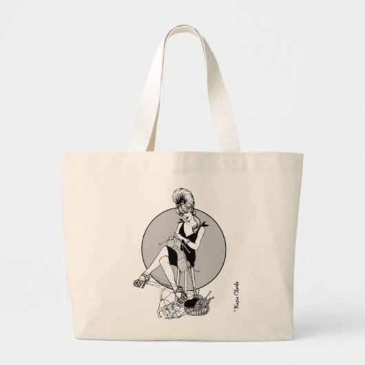 Purl Girl Knitting Grote Tote Bag (Voorkant)