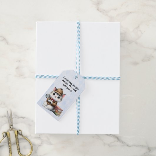 Purlock Holmes Detective Kitten Cadeaulabel (Met Touw)