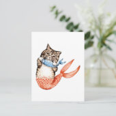 Purmaid Cat Mermaid Briefkaart (Staand voorkant)