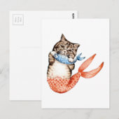 Purmaid Cat Mermaid Briefkaart (Voorkant / Achterkant)