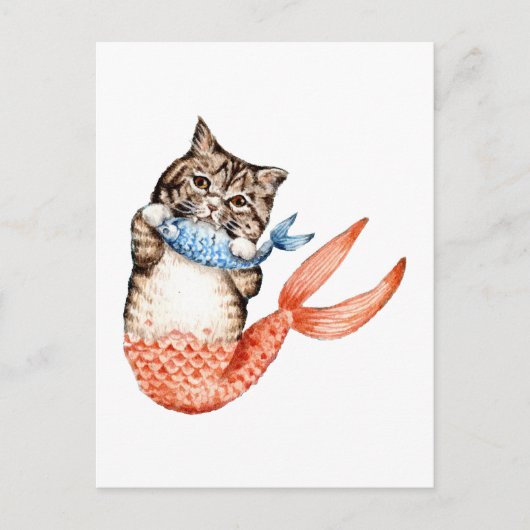 Purmaid Cat Mermaid Briefkaart (Voorkant)