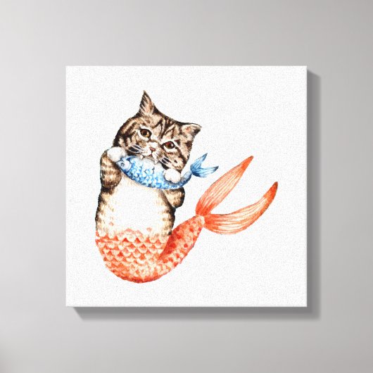 Purmaid Cat Mermaid Canvas Afdruk (Voorkant)