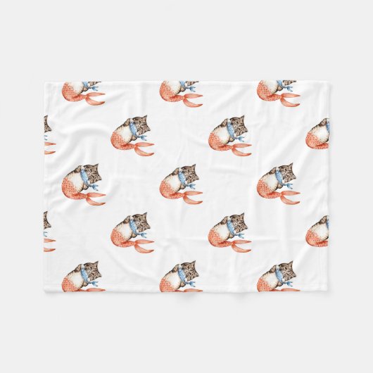 Purmaid Cat Mermaid Fleece Deken (Voorkant (Horizontaal))