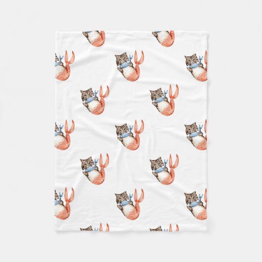 Purmaid Cat Mermaid Fleece Deken (Voorkant)