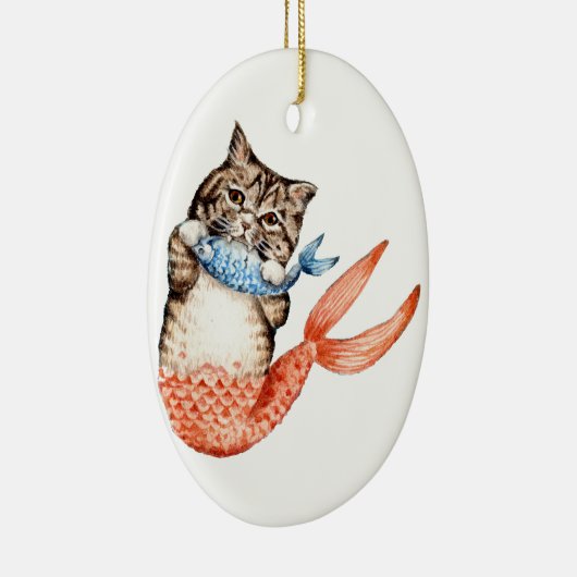 Purmaid Cat Mermaid Keramisch Ornament (Rechts)