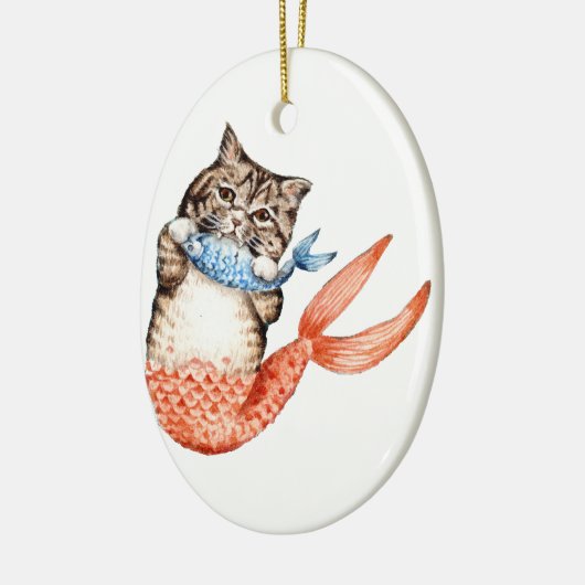 Purmaid Cat Mermaid Keramisch Ornament (Links)