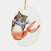 Purmaid Cat Mermaid Keramisch Ornament (Voorkant)