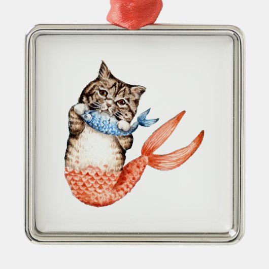 Purmaid Cat Mermaid Metalen Ornament (Voorkant)