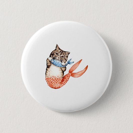 Purmaid Cat Mermaid Ronde Button 5,7 Cm (Voorkant)