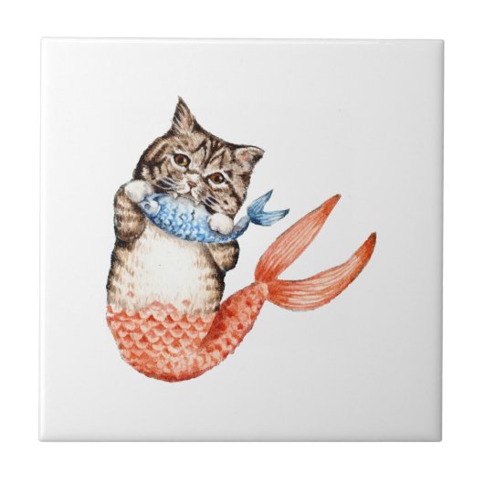 Purmaid Cat Mermaid Tegeltje (Voorkant)