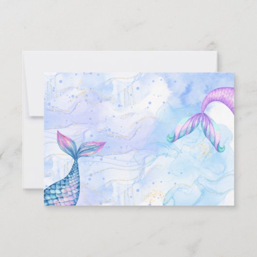 Purmaid kat zeemeermin waterverf meisje kinderen v bedankkaart (Achterkant)