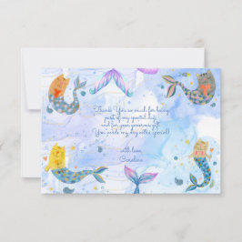 Purmaid kat zeemeermin waterverf meisje kinderen v bedankkaart
