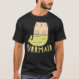 Purmaid Schattige Kat en Zeemeermin Mengsel Kledin T-shirt