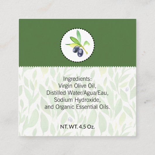 Puroliezeet Huisgemaakte Bad & Lichaam Etiket | La Vierkante Visitekaartje (Achterkant)