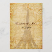 purp  eiffeltoren Paris trouwmenukaarten Menu (Achterkant)