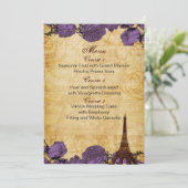purp  eiffeltoren Paris trouwmenukaarten Menu (Staand voorkant)