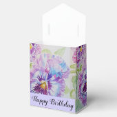 Purp Pansy Floral flower Tea Party Cake Favor Box Bedankdoosjes (Geopend)