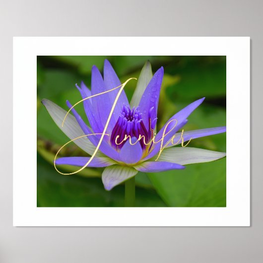 Purp Water Lily Gepersonaliseerde Folie Naam Folie Folie Afdrukken (Voorkant)