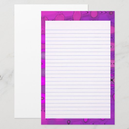 Purpe Tones Lined Stationery Briefpapier (Voorkant / Achterkant)