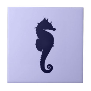 Purperblauwe en donkerblauwe zeepaard tegeltje