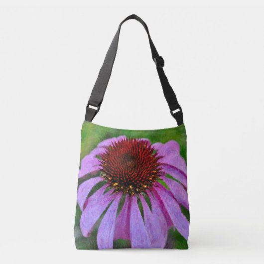 Purperen Echinacea Crossbody Tas (Voorkant)