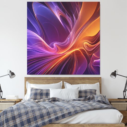 Purperoranje straler canvas afdruk (Insitu (Slaapkamer))