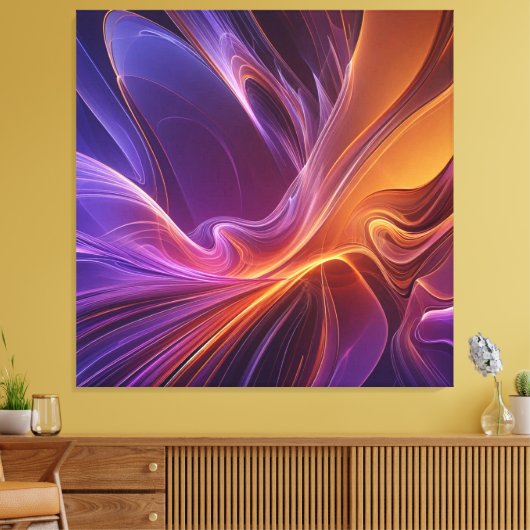 Purperoranje straler canvas afdruk (Insitu (Woonkamer))