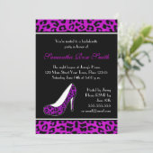 Purpl Leopard Animal Print Hiel Bachelorette Kaart (Staand voorkant)