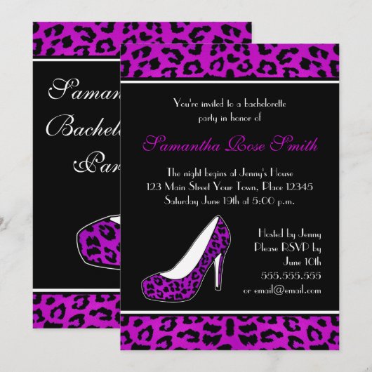 Purpl Leopard Animal Print Hiel Bachelorette Kaart (Voorkant / Achterkant)
