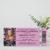 Purpl Zebra Event Ticket Birthday Party Invitation Kaart (Staand voorkant)