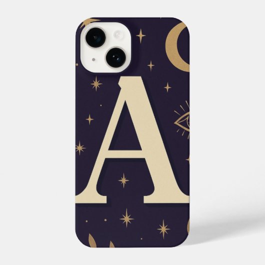 "Purple A Letter Phone Case – Cute Starry Design, iPhone Hoesje (Achterkant)