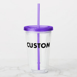 PURPLE Aangepaste Acryl Drinkbeker Blank met dekse