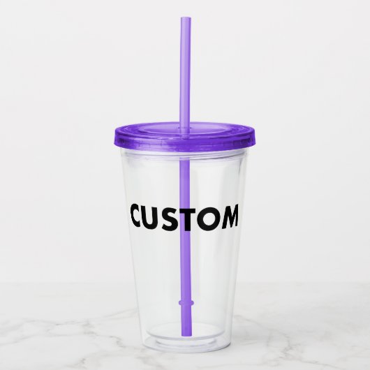 PURPLE Aangepaste Acryl Drinkbeker Blank met dekse (Voorkant)
