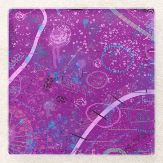 Purple Abstract Dreamscape  Glazen Onderzetter (Voorkant)