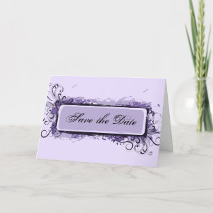 Purple Abstract Floral Save the Date Aankondiging