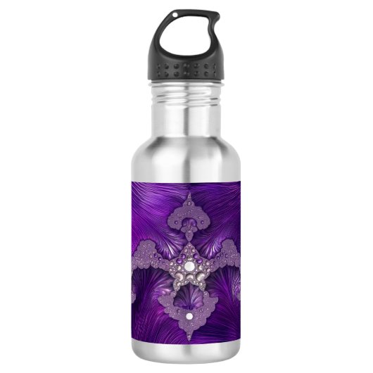 Purple Abstract Fractal Bird Waterfles (Voorkant)