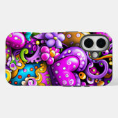 Purple Abstract Hearts and Flowers Case-Mate iPhone Case (Achterkant (horizontaal))