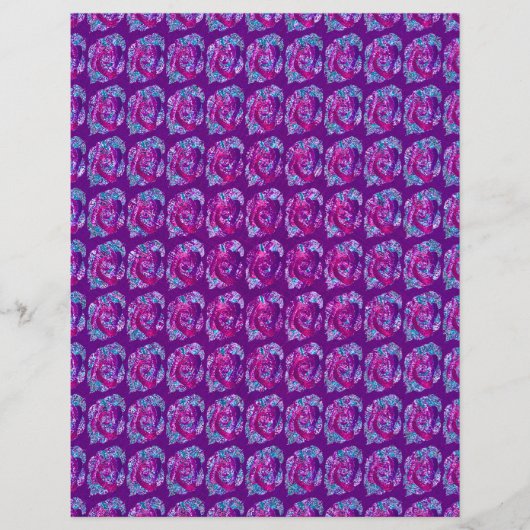 Purple Abstract Roses Bulk Scrapbook Paper Pages Flyer (Voorkant)