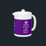 Purple Accent Keep Calm And Your Text Easily Theepot<br><div class="desc">Your personalized Keep Calm saying on a fine custom deep purple accent color style decor. A personalized Keep Calm style saying on a one of a kind gift. Humorous or whimsical try on your creative words on two editable lines of text. Remember to use CAPITAL letters for best results. Use...</div>