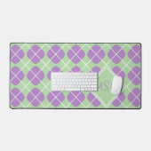 Purple Agyle Pastel Mint Modern Monogram Bureaumat (Keyboard & Muis)