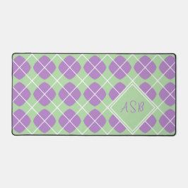 Purple Agyle Pastel Mint Modern Monogram Bureaumat