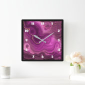 Purple Amethyst And Gold Abstract Agate Large Cloc Vierkante Klok (Huis)