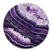 Purple Amethyst Geode and Silver Digital Art Keramische Knop (Voorkant)