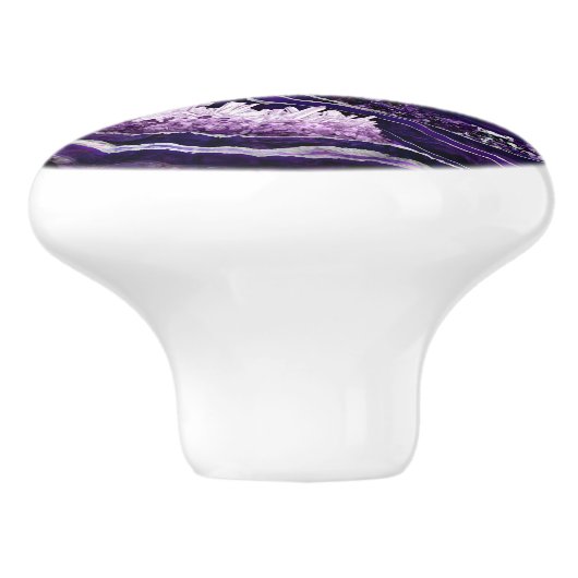 Purple Amethyst Geode and Silver Digital Art Keramische Knop (Zijkant)